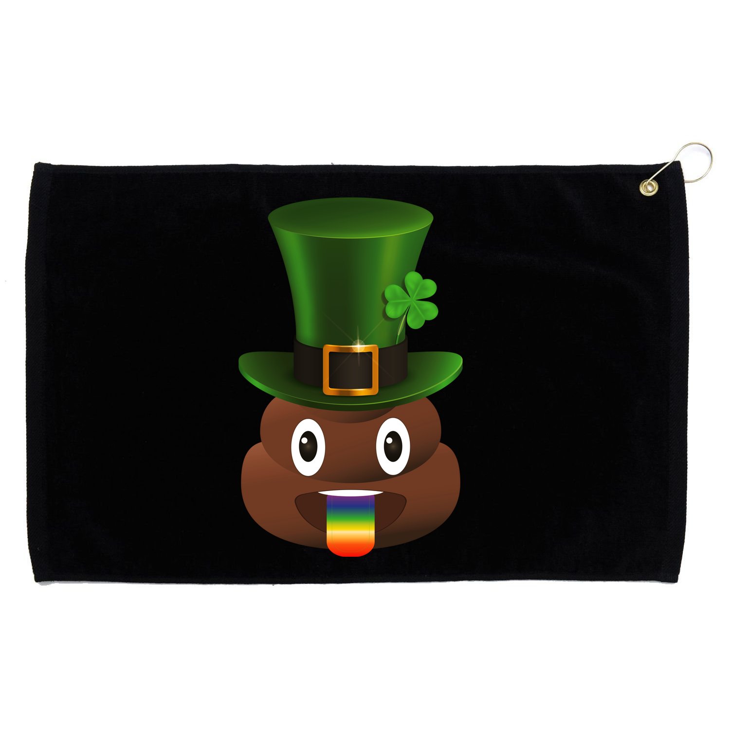 Leprechaun Poop Emoji Grommeted Golf Towel