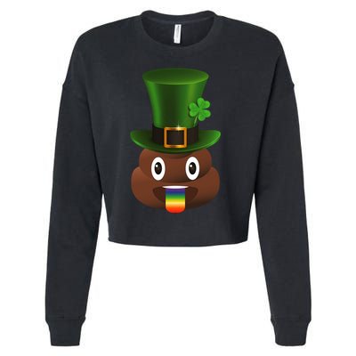 Leprechaun Poop Emoji Cropped Pullover Crew
