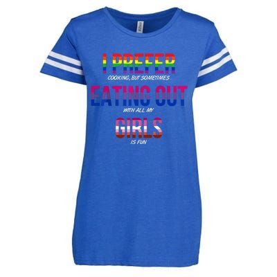 I Prefer Eating Out Girls LGBTQ Lesbian Pride Month Funny Enza Ladies Jersey Football T-Shirt