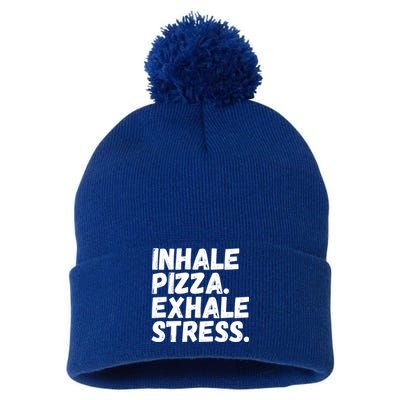 Inhale Pizza Exhale Stress Funny Meditation Pizza Lovers Cute Gift Pom Pom 12in Knit Beanie