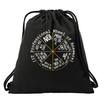 It Professional Funny Wheel Of Answers Tech Employee Job Drawstring Bag