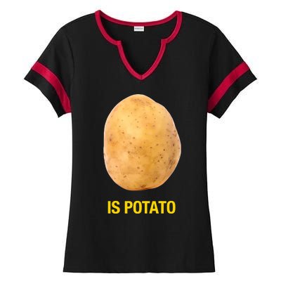 Is Potato Funny Late Show Meme Comedy TV Saying Ladies Halftime Notch Neck Tee