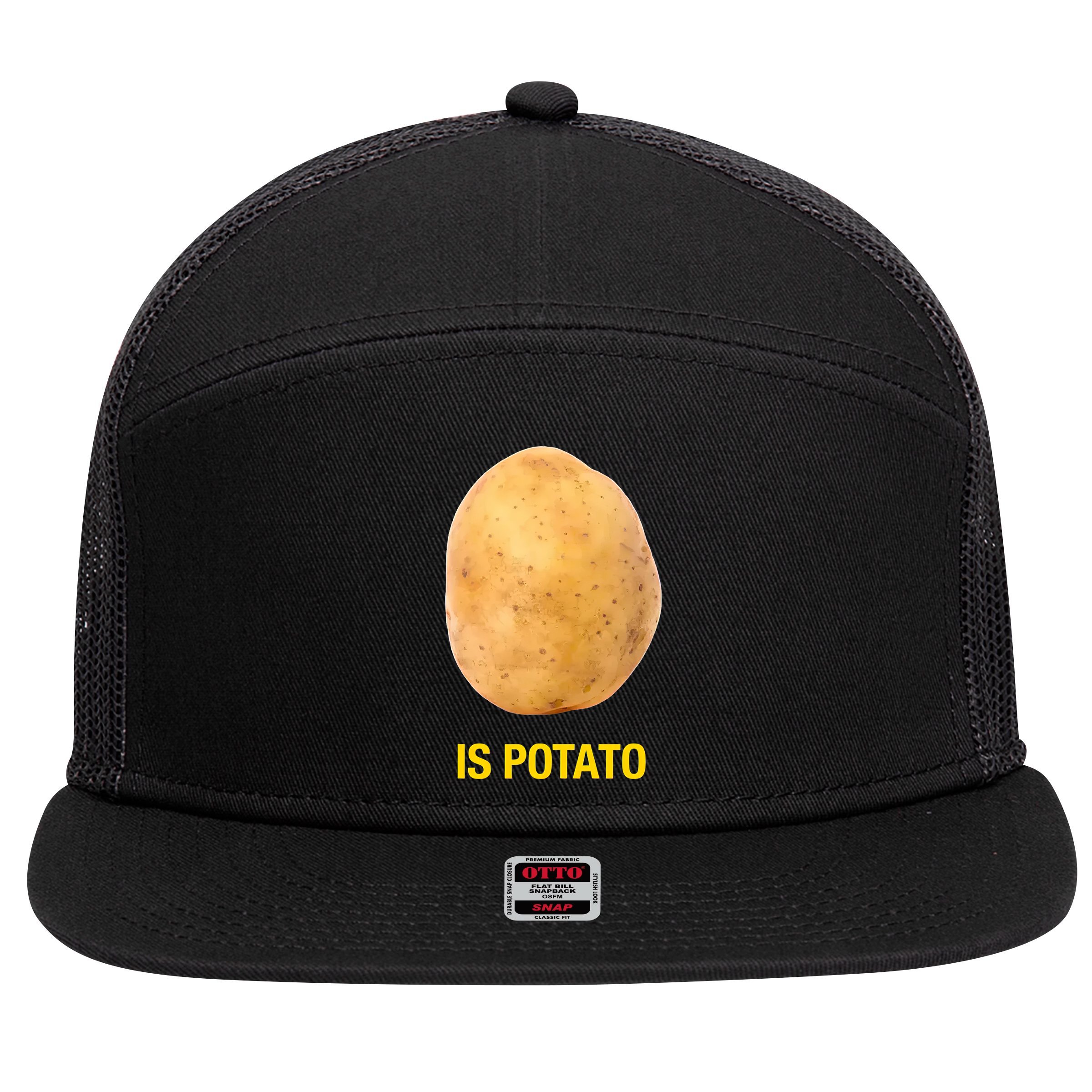 Is Potato Funny Late Show Meme Comedy TV Saying 7 Panel Mesh Trucker Snapback Hat