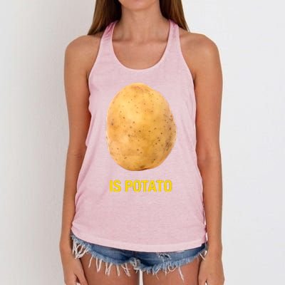 Is Potato Funny Late Show Meme Comedy TV Saying Women's Knotted Racerback Tank