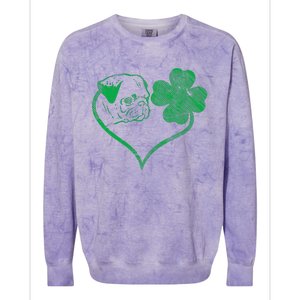 Irish Pug Face Shamrock Clover St Patricks Day Dog Owner Colorblast Crewneck Sweatshirt