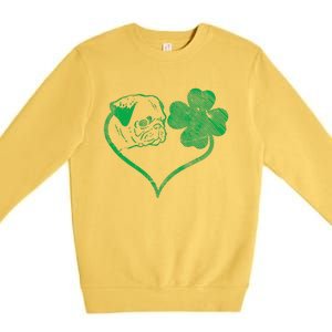 Irish Pug Face Shamrock Clover St Patricks Day Dog Owner Premium Crewneck Sweatshirt