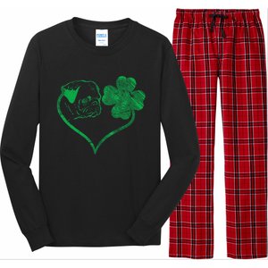 Irish Pug Face Shamrock Clover St Patricks Day Dog Owner Long Sleeve Pajama Set