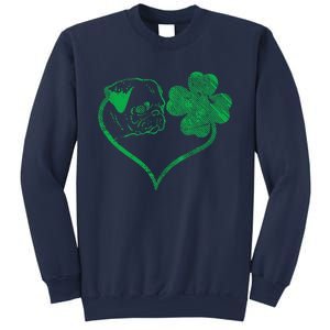 Irish Pug Face Shamrock Clover St Patricks Day Dog Owner Sweatshirt