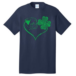 Irish Pug Face Shamrock Clover St Patricks Day Dog Owner Tall T-Shirt