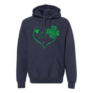 Irish Pug Face Shamrock Clover St Patricks Day Dog Owner Premium Hoodie