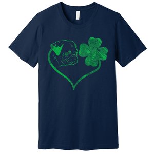 Irish Pug Face Shamrock Clover St Patricks Day Dog Owner Premium T-Shirt