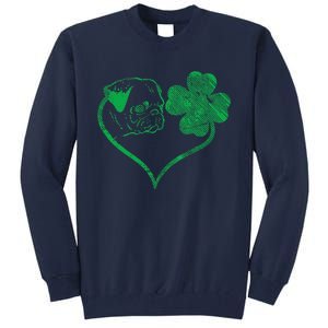 Irish Pug Face Shamrock Clover St Patricks Day Dog Owner Tall Sweatshirt