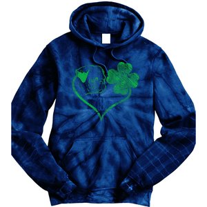 Irish Pug Face Shamrock Clover St Patricks Day Dog Owner Tie Dye Hoodie