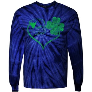 Irish Pug Face Shamrock Clover St Patricks Day Dog Owner Tie-Dye Long Sleeve Shirt