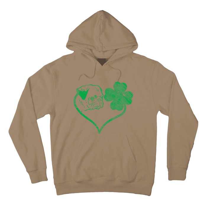 Irish Pug Face Shamrock Clover St Patricks Day Dog Owner Hoodie