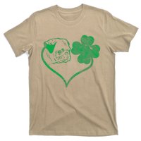 Irish Pug Face Shamrock Clover St Patricks Day Dog Owner T-Shirt