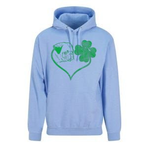 Irish Pug Face Shamrock Clover St Patricks Day Dog Owner Unisex Surf Hoodie