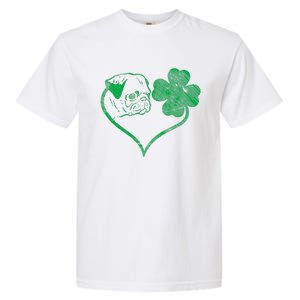 Irish Pug Face Shamrock Clover St Patricks Day Dog Owner Garment-Dyed Heavyweight T-Shirt