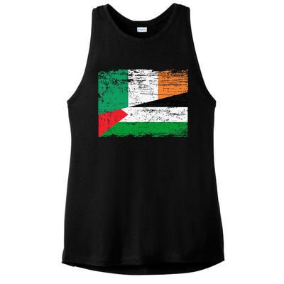 Ireland Palestine Flags Half Irish Half Palestinian Ladies PosiCharge Tri-Blend Wicking Tank