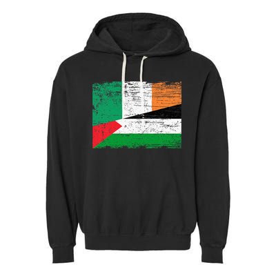 Ireland Palestine Flags Half Irish Half Palestinian Garment-Dyed Fleece Hoodie