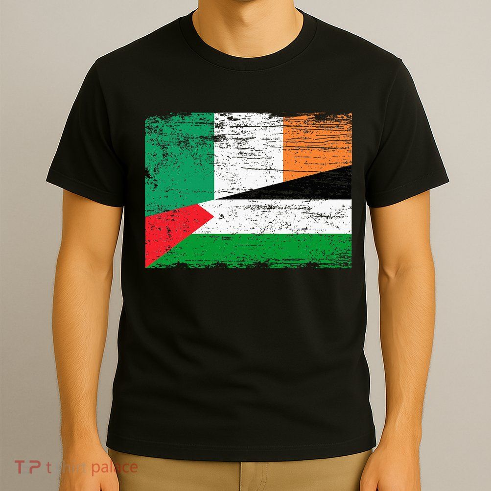Ireland Palestine Flags Half Irish Half Palestinian T-Shirt