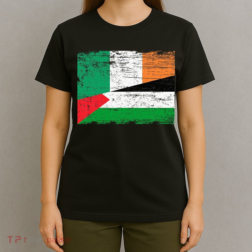 Ireland Palestine Flags Half Irish Half Palestinian T-Shirt