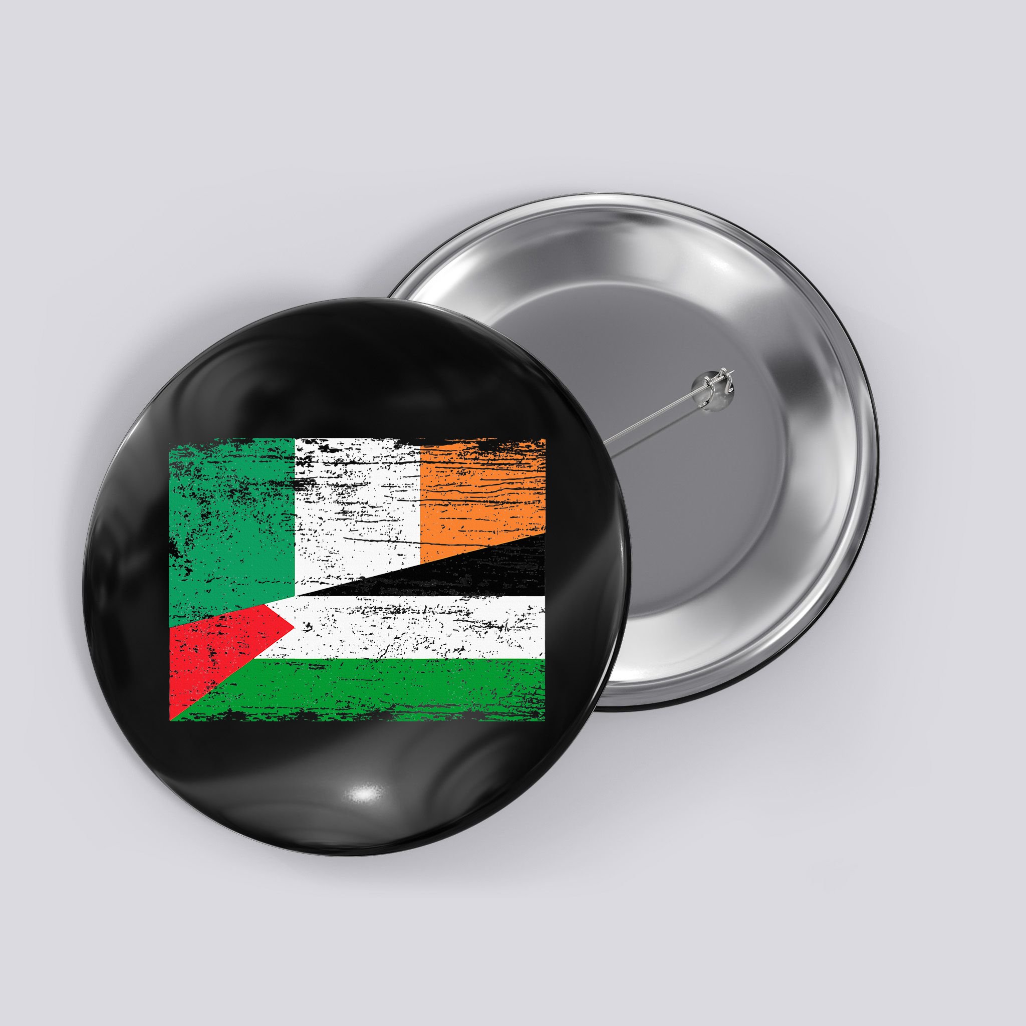 Ireland Palestine Flags Half Irish Half Palestinian Button