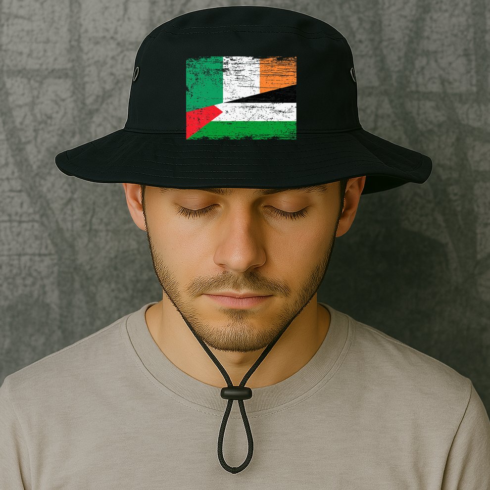 Ireland Palestine Flags Half Irish Half Palestinian Bucket Hat