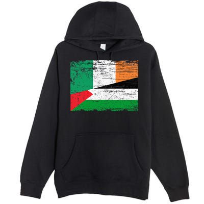 Ireland Palestine Flags Half Irish Half Palestinian Premium Pullover Hoodie