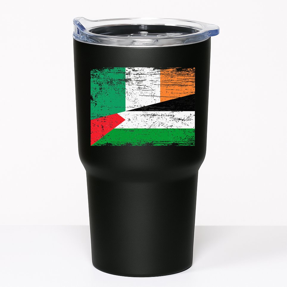 Ireland Palestine Flags Half Irish Half Palestinian Tumbler