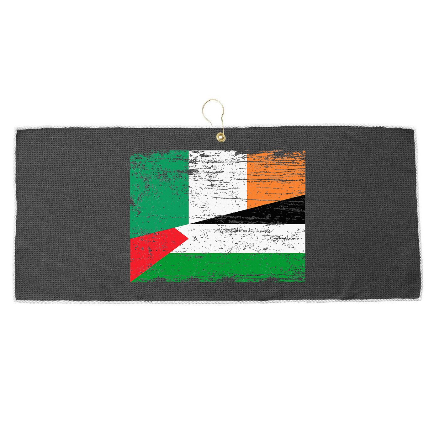 Ireland Palestine Flags Half Irish Half Palestinian Large Microfiber Waffle Golf Towel