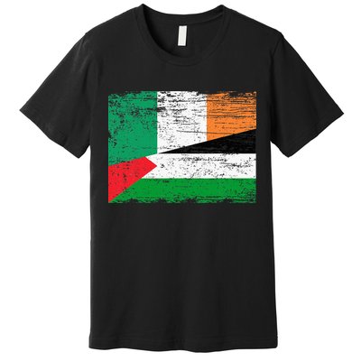 Ireland Palestine Flags Half Irish Half Palestinian Premium T-Shirt