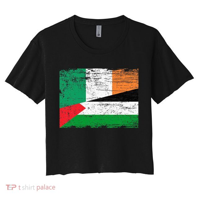 Ireland Palestine Flags Half Irish Half Palestinian Crop Top