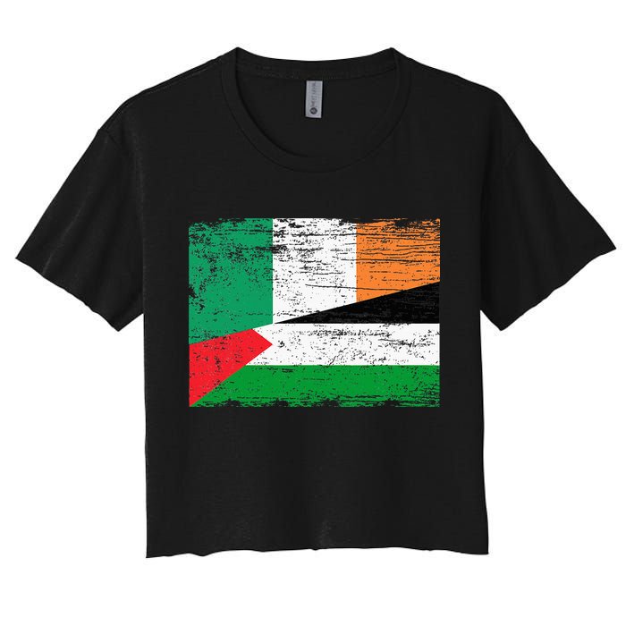 Ireland Palestine Flags Half Irish Half Palestinian Women's Crop Top Tee
