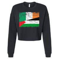 Ireland Palestine Flags Half Irish Half Palestinian Cropped Pullover Crew