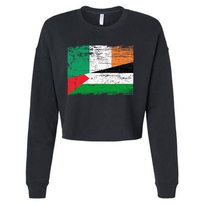 Ireland Palestine Flags Half Irish Half Palestinian Cropped Pullover Crew