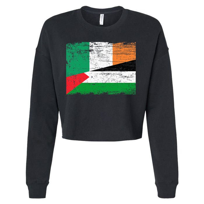 Ireland Palestine Flags Half Irish Half Palestinian Cropped Pullover Crew