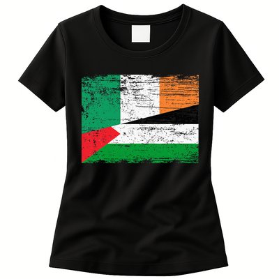 Ireland Palestine Flags Half Irish Half Palestinian Womens T-Shirt