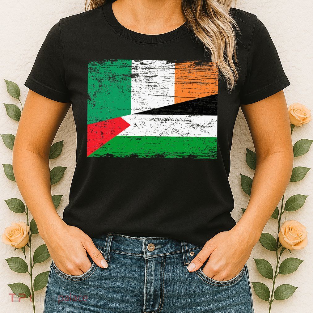 Ireland Palestine Flags Half Irish Half Palestinian Womens T-Shirt
