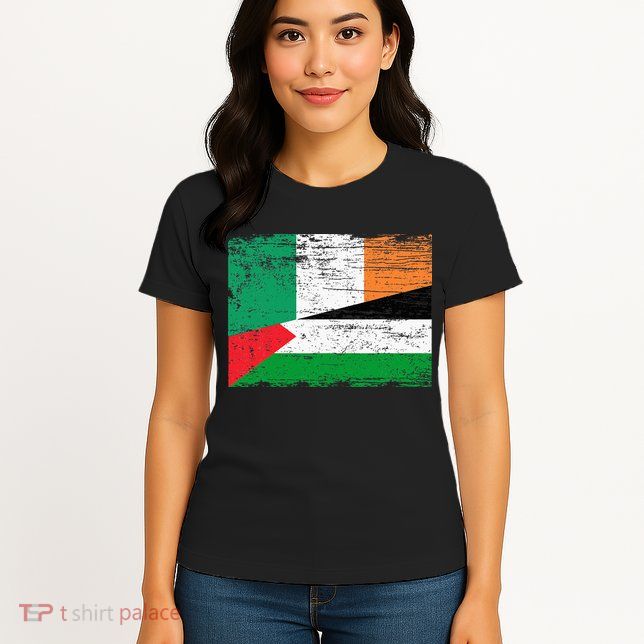 Ireland Palestine Flags Half Irish Half Palestinian Womens T-Shirt