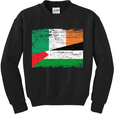 Ireland Palestine Flags Half Irish Half Palestinian Kids Sweatshirt
