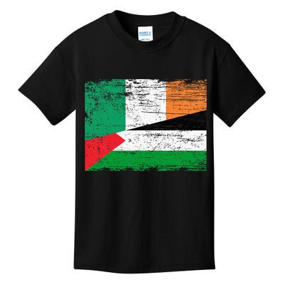 Ireland Palestine Flags Half Irish Half Palestinian Kids T-Shirt