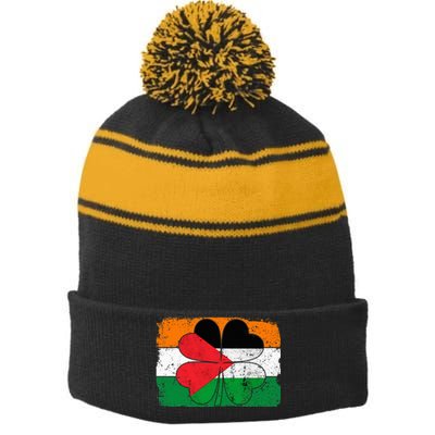 Irish Palestine Flag Ireland Shamrock St Patricks Day Stripe Pom Pom Beanie