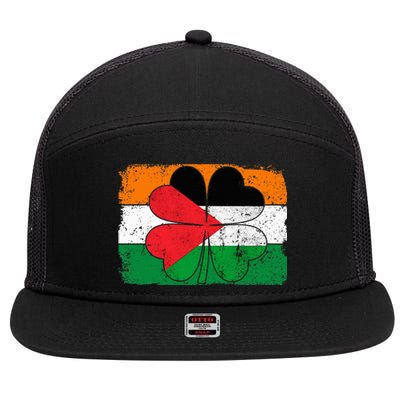 Irish Palestine Flag Ireland Shamrock St Patricks Day 7 Panel Mesh Trucker Snapback Hat