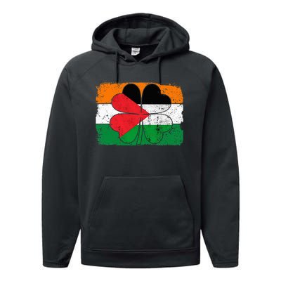 Irish Palestine Flag Ireland Shamrock St Patricks Day Performance Fleece Hoodie