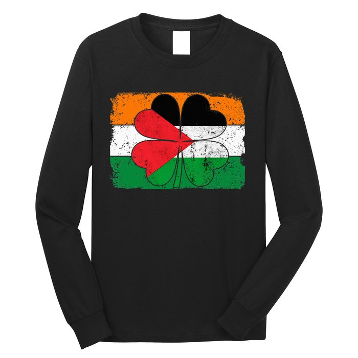 Irish Palestine Flag Ireland Shamrock St Patricks Day Long Sleeve Shirt