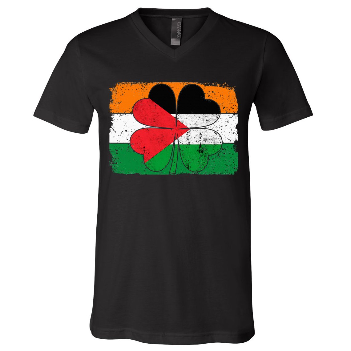 Irish Palestine Flag Ireland Shamrock St Patricks Day V-Neck T-Shirt