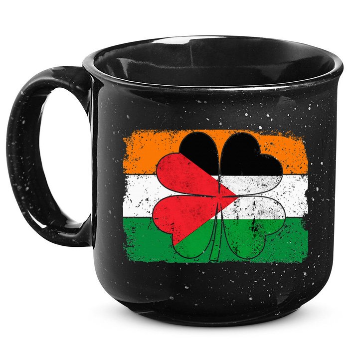 Irish Palestine Flag Ireland Shamrock St Patricks Day 15oz Campfire Ceramic Mug