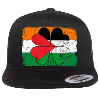 Irish Palestine Flag Ireland Shamrock St Patricks Day Flat Bill Trucker Hat