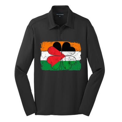 Irish Palestine Flag Ireland Shamrock St Patricks Day Silk Touch Performance Long Sleeve Polo